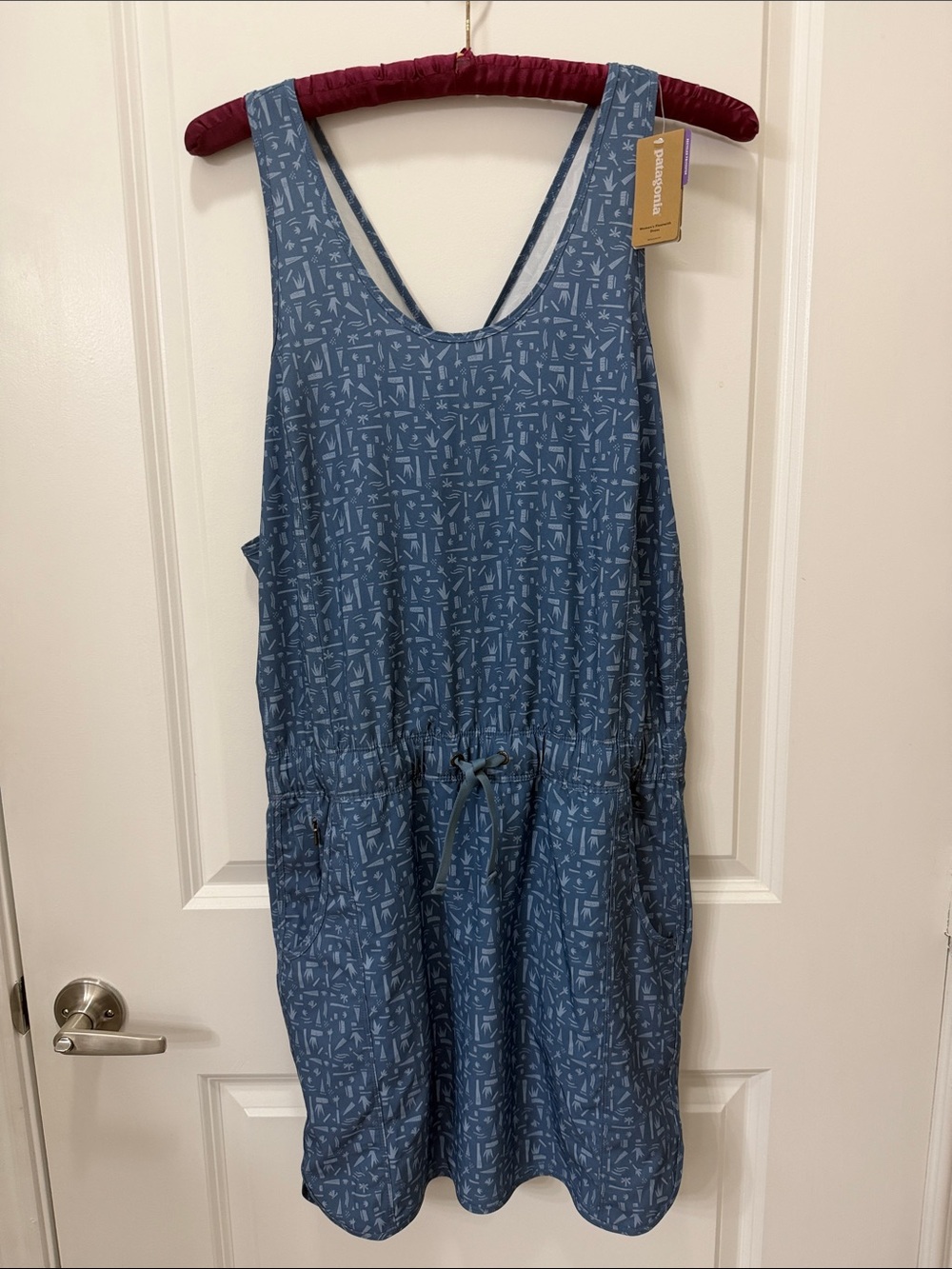 Patagonia Fleetwith Swamp Stamp Pigeon Blue Tank Dress